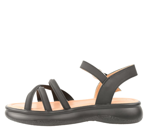 Sandale casual, dama, FORMAZIONE, 802 negru, piele naturala